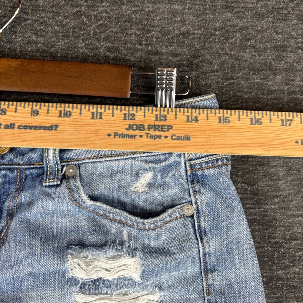 American Eagle Denim Shorts Womens 2 Light Wash Low Rise Distressed Y2K Cut Offs - Picture 5 of 6